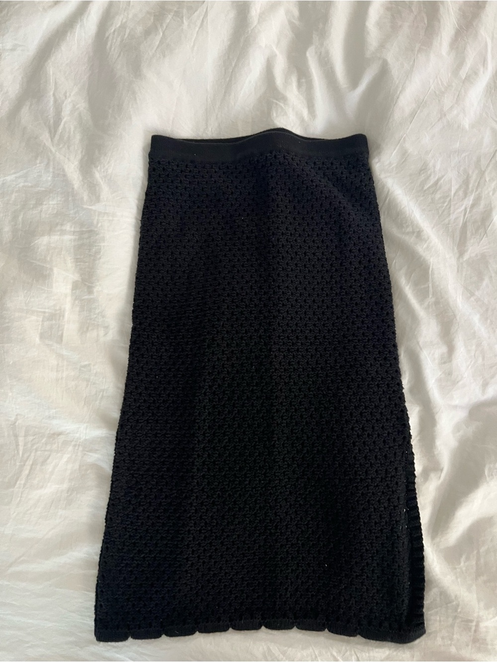 Free assembly Black crochet Midi Skirt, sz S